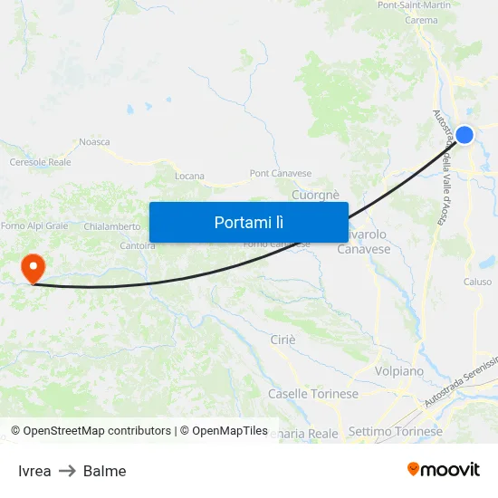 Ivrea to Balme map