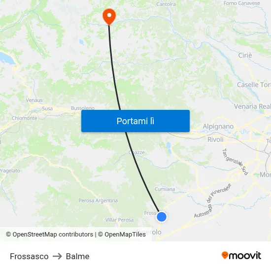 Frossasco to Balme map