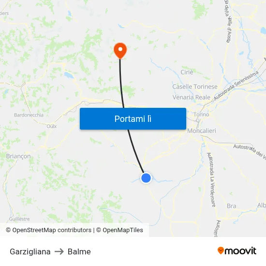 Garzigliana to Balme map