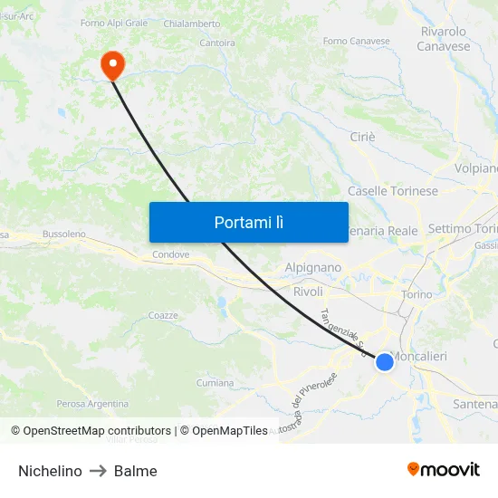 Nichelino to Balme map