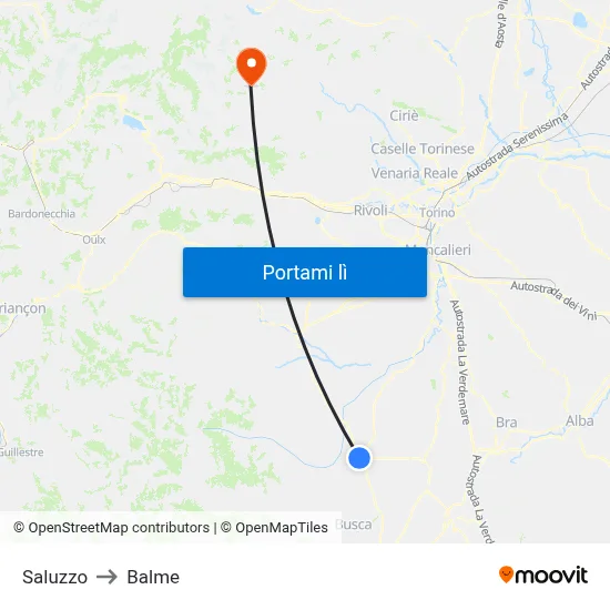 Saluzzo to Balme map