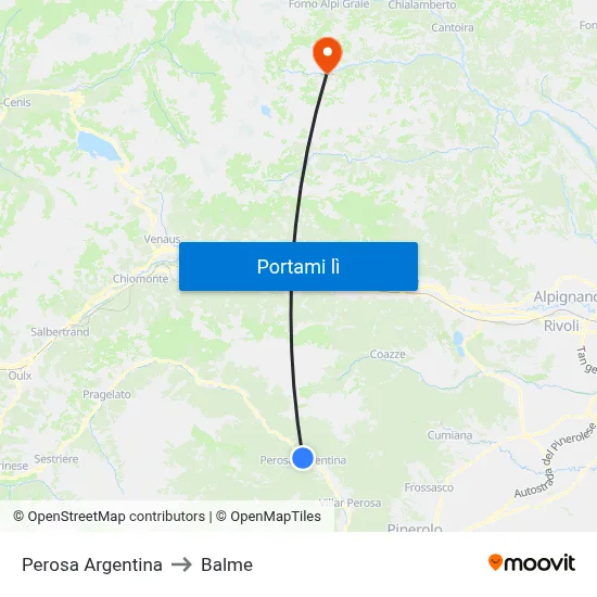 Perosa Argentina to Balme map