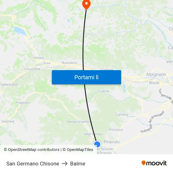 San Germano Chisone to Balme map