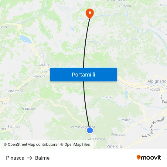 Pinasca to Balme map