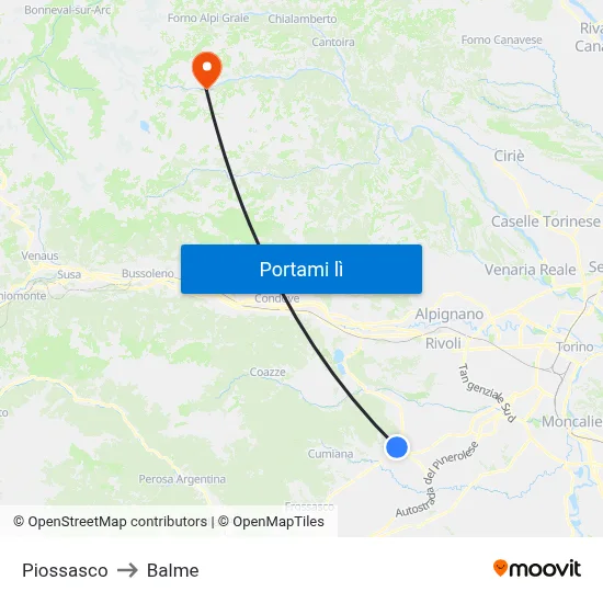 Piossasco to Balme map