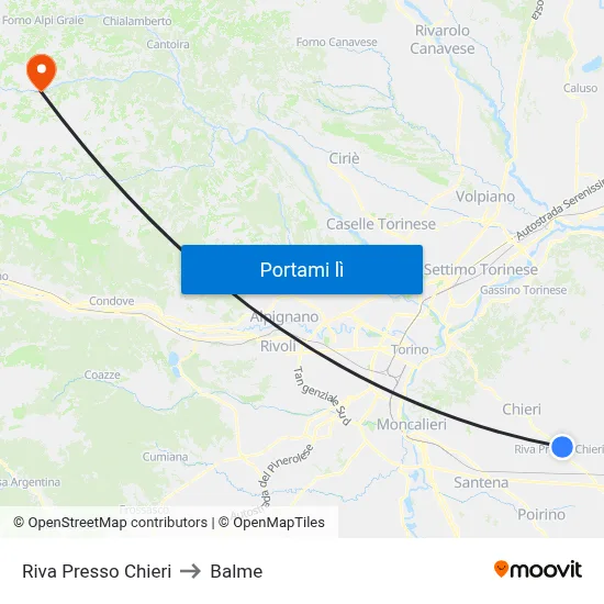 Riva Presso Chieri to Balme map