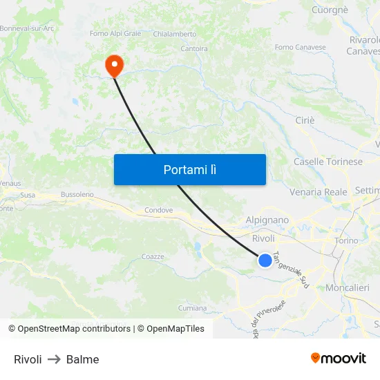 Rivoli to Balme map