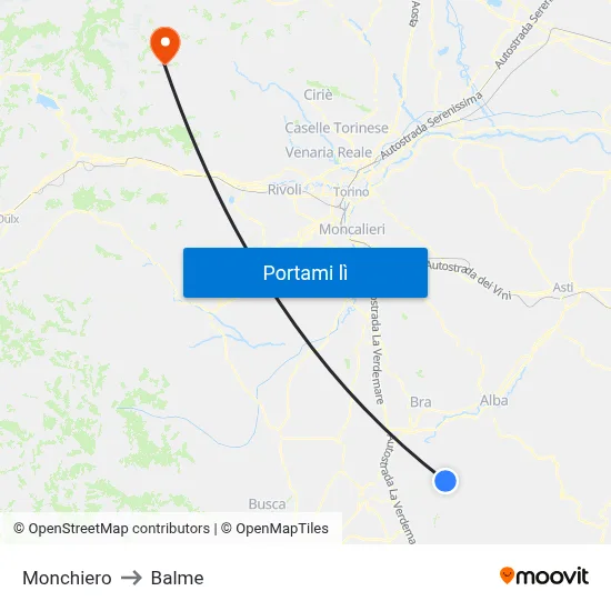 Monchiero to Balme map
