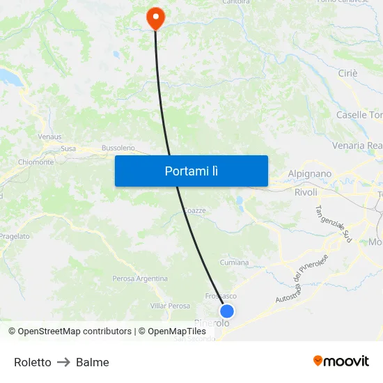 Roletto to Balme map