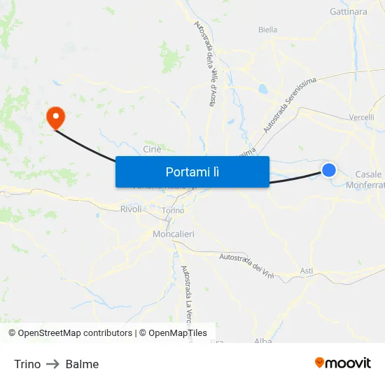 Trino to Balme map