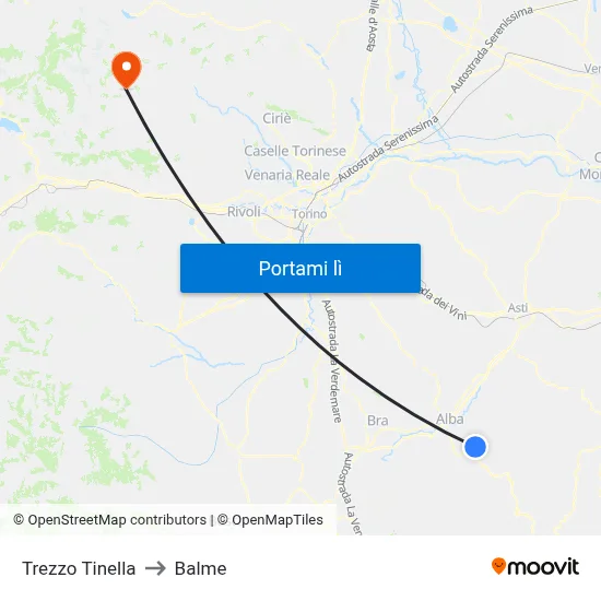Trezzo Tinella to Balme map