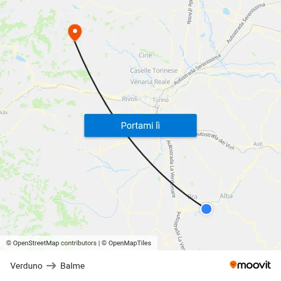 Verduno to Balme map