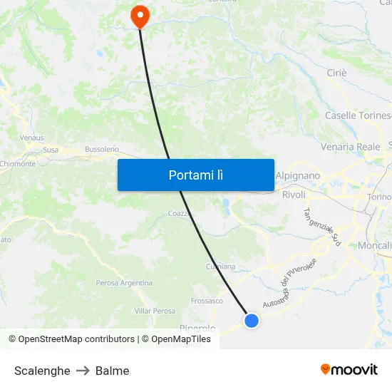 Scalenghe to Balme map