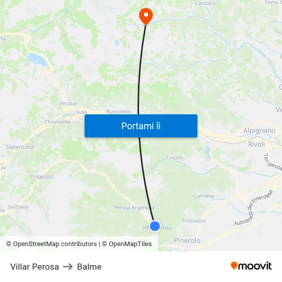 Villar Perosa to Balme map