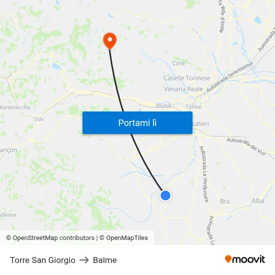 Torre San Giorgio to Balme map