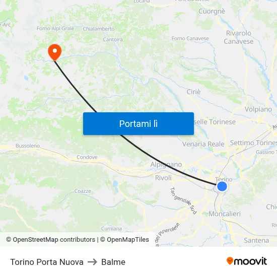 Torino Porta Nuova to Balme map