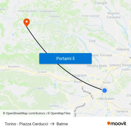 Torino - Piazza Carducci to Balme map