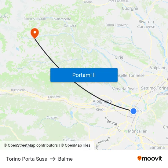 Torino Porta Susa to Balme map