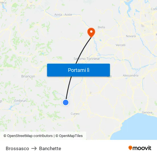 Brossasco to Banchette map