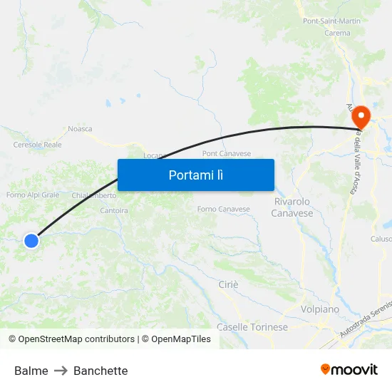 Balme to Banchette map