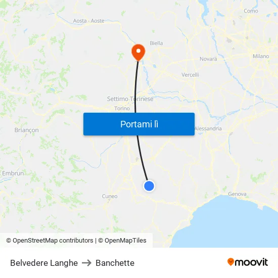 Belvedere Langhe to Banchette map