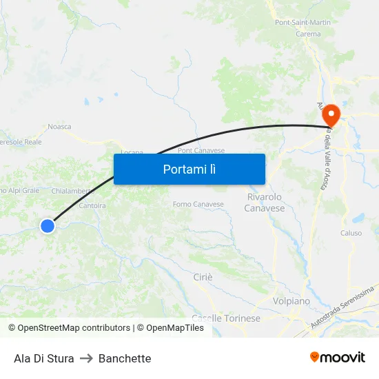 Ala Di Stura to Banchette map