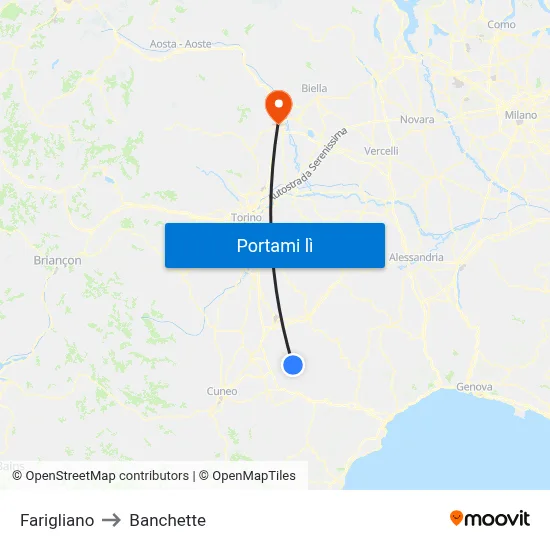 Farigliano to Banchette map