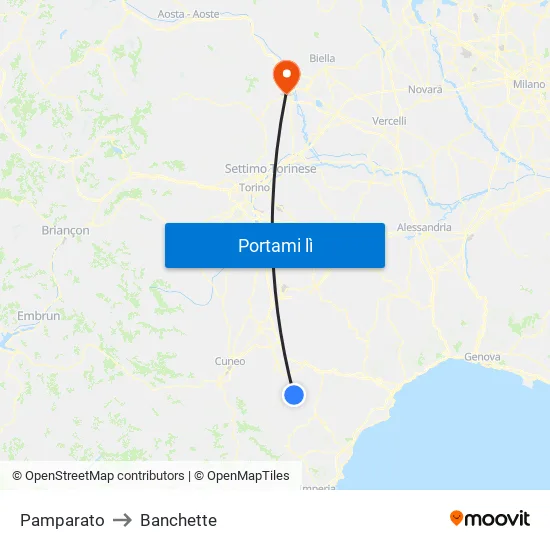 Pamparato to Banchette map
