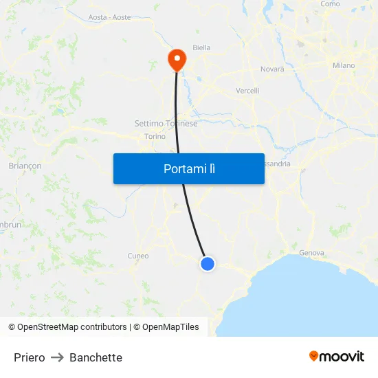 Priero to Banchette map