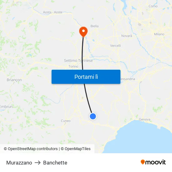 Murazzano to Banchette map