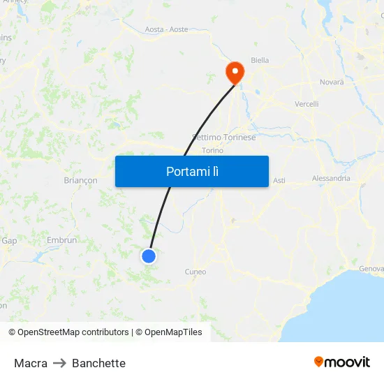 Macra to Banchette map