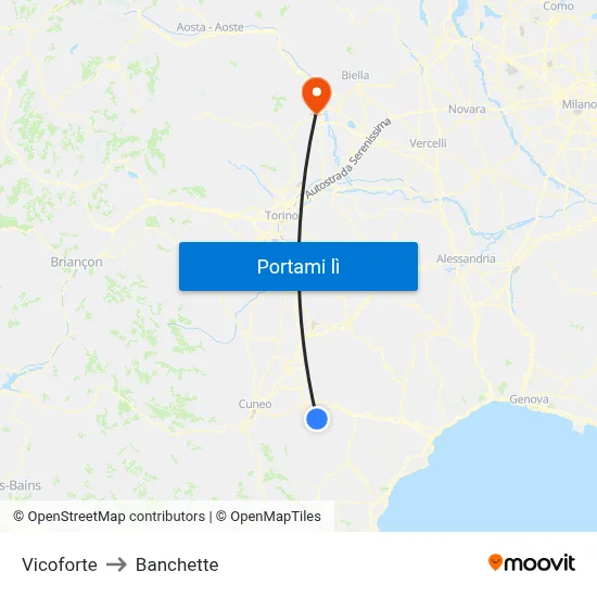 Vicoforte to Banchette map
