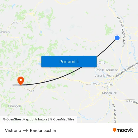 Vistrorio to Bardonecchia map