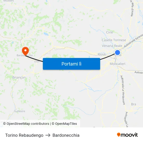 Torino Rebaudengo to Bardonecchia map