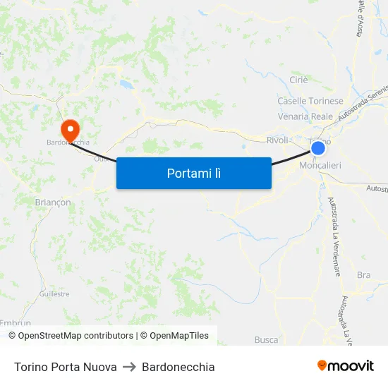 Torino Porta Nuova to Bardonecchia map