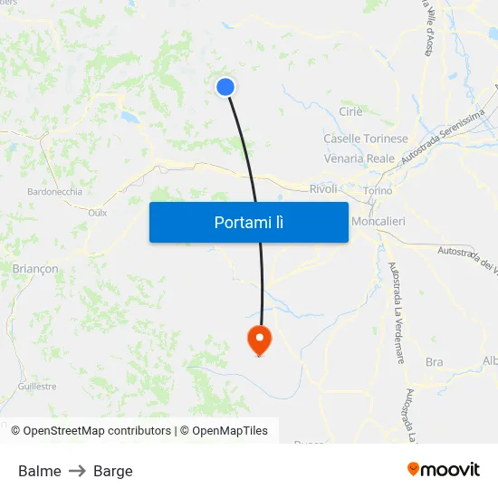 Balme to Barge map