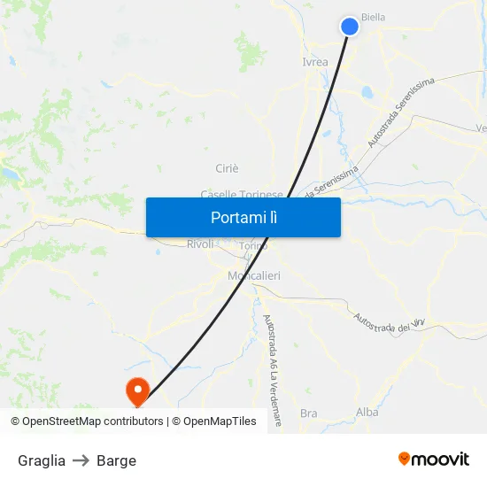 Graglia to Barge map