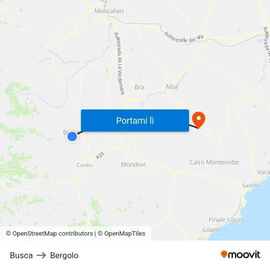 Busca to Bergolo map