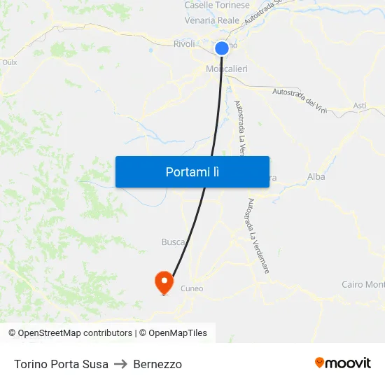 Torino Porta Susa to Bernezzo map