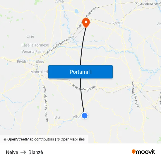 Neive to Bianzè map