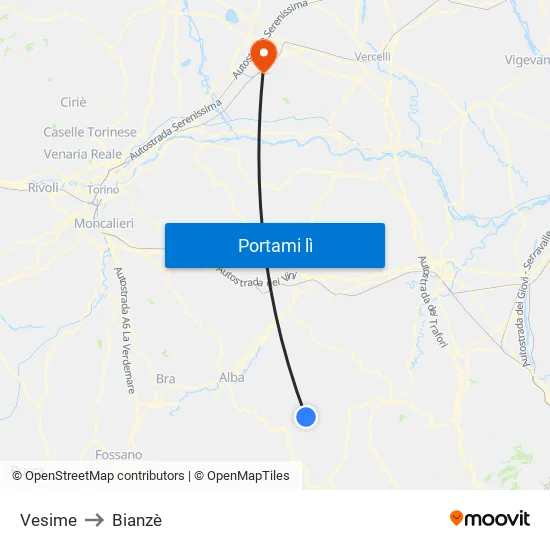 Vesime to Bianzè map