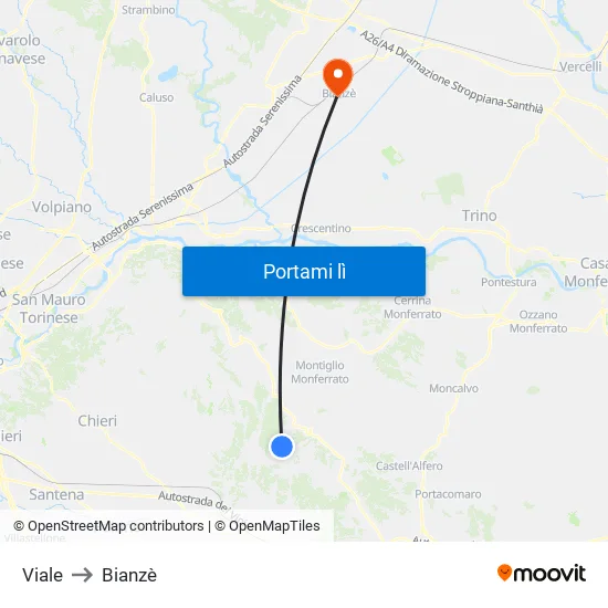 Viale to Bianzè map