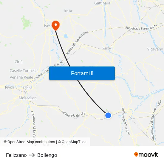 Felizzano to Bollengo map