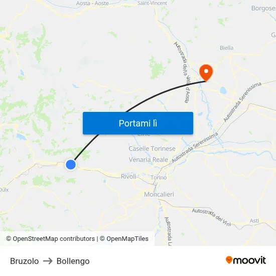 Bruzolo to Bollengo map