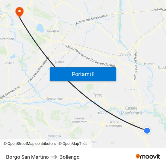 Borgo San Martino to Bollengo map