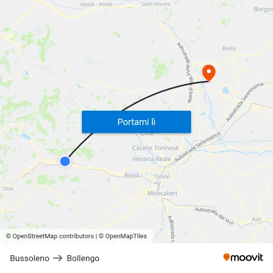 Bussoleno to Bollengo map