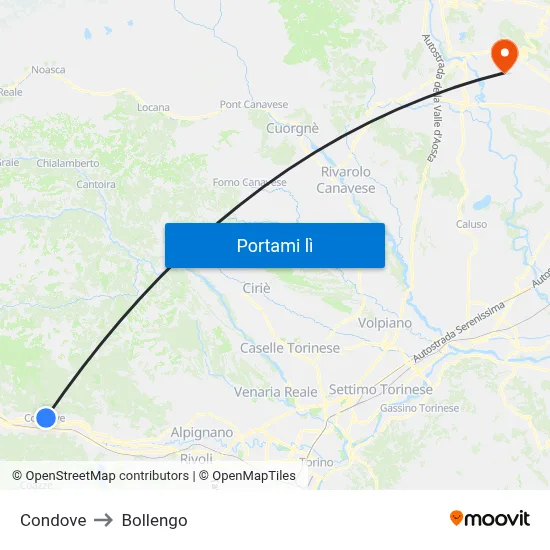 Condove to Bollengo map