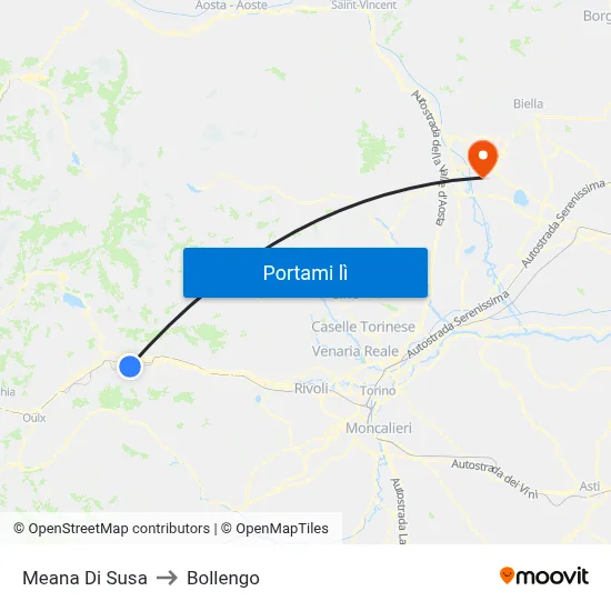 Meana Di Susa to Bollengo map