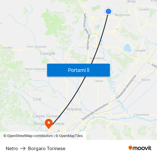 Netro to Borgaro Torinese map
