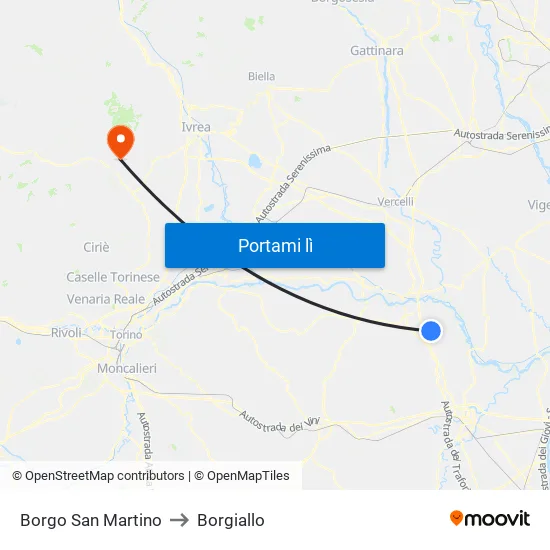 Borgo San Martino to Borgiallo map